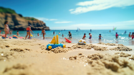 Fototapeta na wymiar Refreshing Summer Fun, Sun, Sand, and Surf. Generative Ai