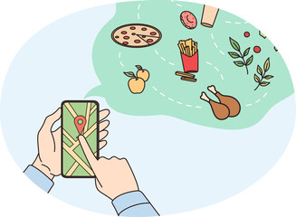 Person hold cellphone order products online