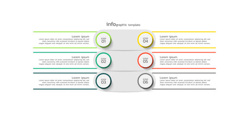Modern business infographic template colorful design with 6 step