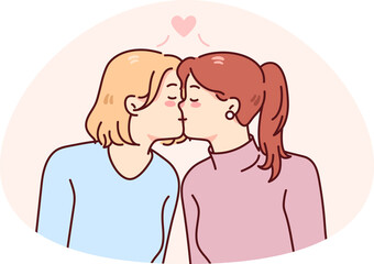 Gay women couple kissing
