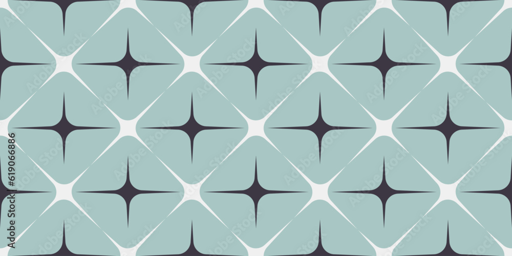 Aufkleber Abstract geometric seamless pattern, vector elegant color rhythmic repeating texture with deformed shapes of the sun and stars