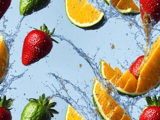 Fototapeta na wymiar Fresh fruit water with Apples and Oranges. Generative AI