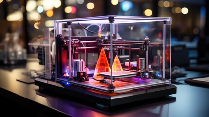 Fototapeta na wymiar A 3D printer creating a customized gadget