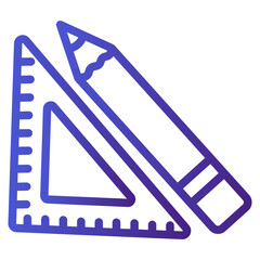 triangle ruler and pencil gradient icon 