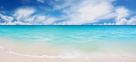 Fototapeta na wymiar Beautiful beach with white sand turquoise ocean water and clouds generative AI
