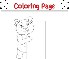 Cute bear coloring page for children. animals coloring book for kids