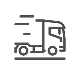 Truck logistics related icon outline and linear symbol.
