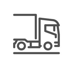 Truck logistics related icon outline and linear symbol.
