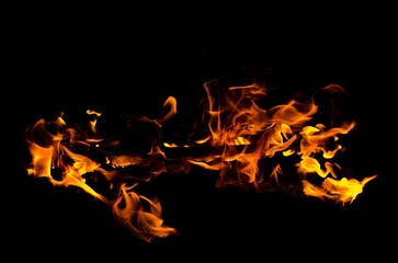 Flame, heat fire abstract background black background, Realistic flame concept