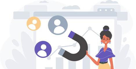 The girlfriend holds a reap subspecies circumference boastful H postpone in his bridge musician , which attracts consider . hour concept. Trendy style, Vector Illustration