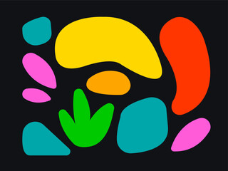 hand-drawn compositions from abstract shapes, flowers, leaves, dots, and lines design elements. Abstract vector illustration. Perfect for posters, social posts, and postcards.