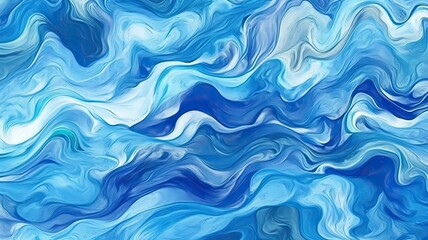 Fototapeta premium A painting of blue and white waves on a white background, created with Generative Ai Technology