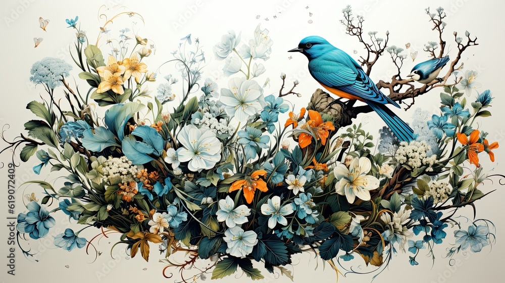 Poster bird on a branch