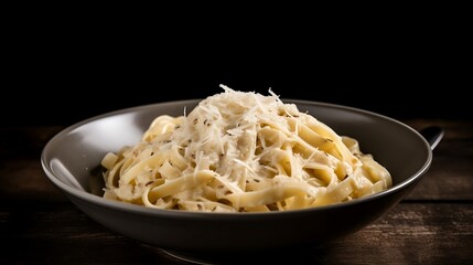 Fettuccine alfredo. Fettuccine tossed in a creamy sauce with butter and parmesan cheese, generative AI