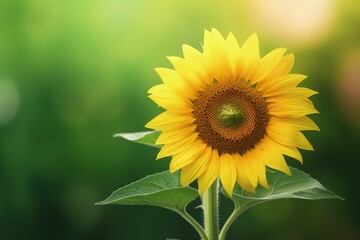 Obraz premium A large sunflower with a green background, created with Generative Ai Technology