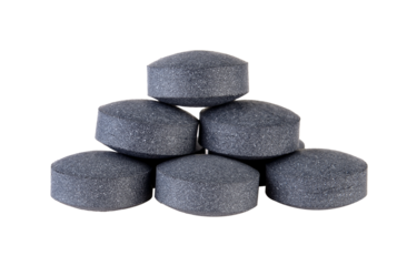 activated coal tablets on transparent png