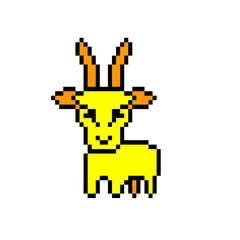 Goat Pixel Art - Cute Yellow Goat Vector SVG Pixel art - Animal Pixel Art