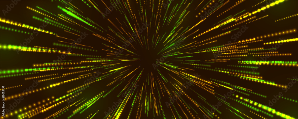 Wall mural portal with light effects. neon futuristic tunnel. abstract visualization of teleportation. speed co