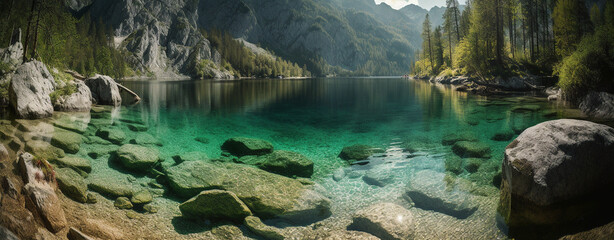 Mountain lake panorama
