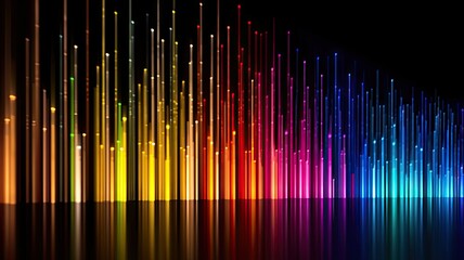Vibrant rainbow lines against a dark background, created with Generative Ai Technology