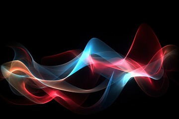 Fototapeta premium Wave of red and blue smoke on a dark background, created with Generative Ai Technology