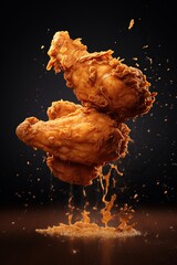 flying fried chicken plain background