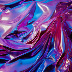 Obraz premium Chromatic Dreams: Vaporwave Chrome Foil on Flat Plastic Background, Generative AI