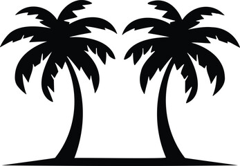 Simple palm trees vector illustration on white background, palm tree silhouette, Coconut palm tree icon, simple minimal style, design of palm trees for posters, banners and promotional items