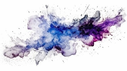 Obraz premium Splash of galaxy and stars ink on white surface. Colorful mist floating in the air, created with Generative Ai Technology