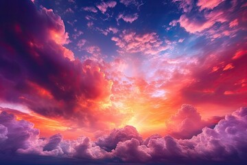 Fototapeta premium Sunset sky with pink and purple and orange cloud, created with Generative Ai Technology