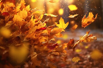 falling autumn leaves background, generative ai