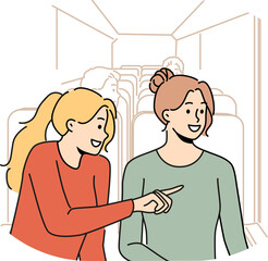 Smiling girls enjoy bus ride