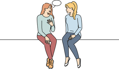 Smiling woman talking with speech bubble above head