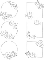 朝顔のイラストフレームセット