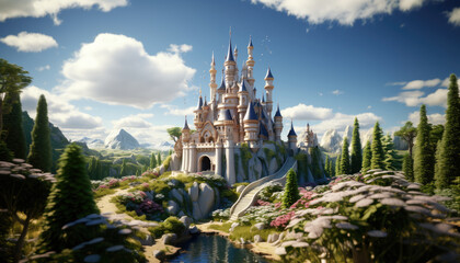 Enchanted Castle 3D, created with Generative Al technology.