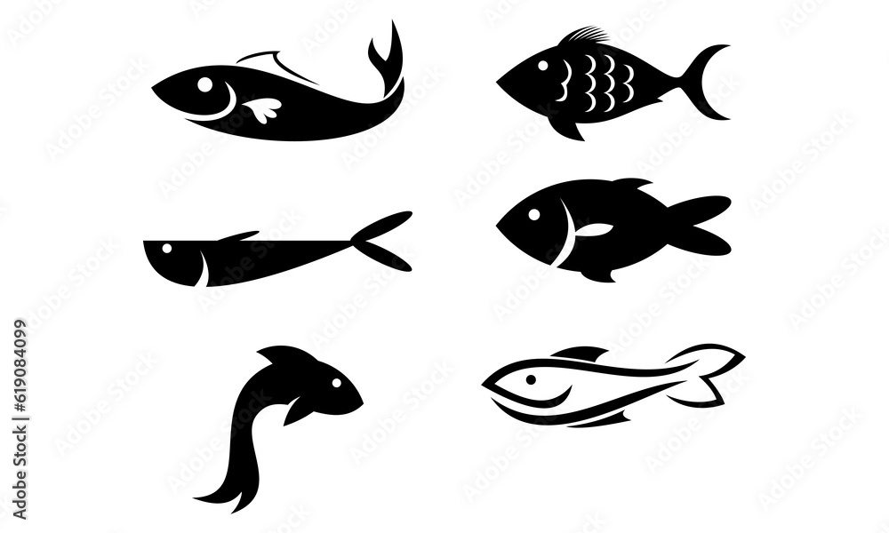 Poster set fish logo template