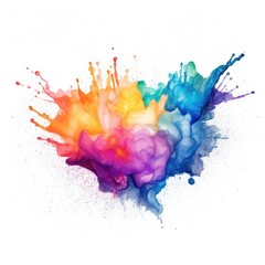 Multicolored ink splatters on white background, created with Generative Ai Technology