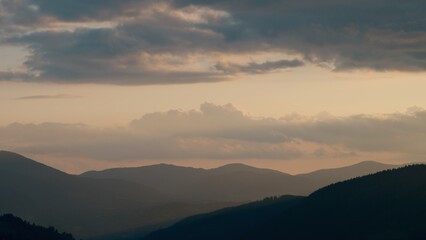 Fototapeta na wymiar Carpathian mountains with fog at dawn