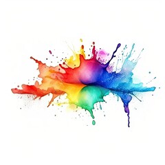 Fototapeta premium Watercolor rainbow ink splashing isolated on white background, created with Generative Ai Technology