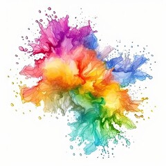 Colorful paint splatters isolated on white background, created with Generative Ai Technology