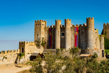 Stunning view of the Castle of Obidos, well-preserved medieval fortress in Oeste region, Portugal
