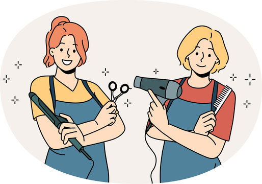 Working as hairdresser in salon concept.