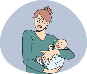Motherhood problems and stress concept.