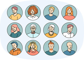 Set of diverse people avatars