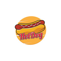 Hot dog Illustration Logo Template with Simple Concept