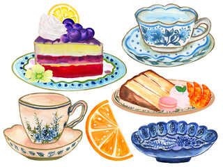 Traditional culture food dessert bakery and fruit teapot teacup teatime