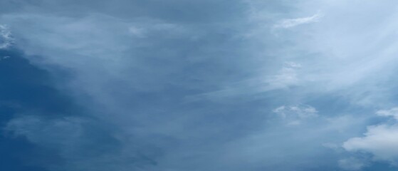 Panorama of nature blue sky have clouds. 