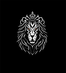 Royal king lion crown symbol. Lion animal logo. Wild animal identity icon. Vector illustration.