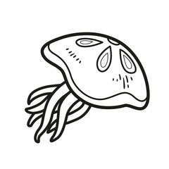 Jellyfish with tentacles outlined for coloring page isolated on white background