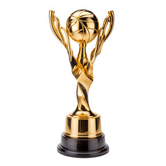 Gold trophy with hands, award, winners cup, medal on transparent background, png file, isolated, white background with generative ai - obrazy, fototapety, plakaty